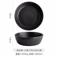 Vente chaude Rock Patterned 12 pouces Grande Capacité Pâtes Nouilles Ramen Bol Hôtel Restauration En Céramique Service Bols À Soupe