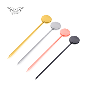 Round Fruits Toothpicks Drink Picks Stainless Steel 304 Martini Olive Skewers Bar Tools Eco-friendly Cocktail Picks Fruit Stick