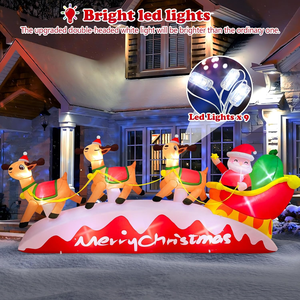 Decoración Navideña Inflable Personalizada <span class=keywords><strong>de</strong></span> Fábrica, Trineo <span class=keywords><strong>de</strong></span> Santa Claus <span class=keywords><strong>de</strong></span> 3 Metros con 3 <span class=keywords><strong>Renos</strong></span>, Luces LED para Exteriores, Resistente al Agua, para Decoración del Hogar - Product Image 3