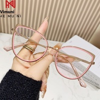 8327/Monture de Lunettes Optiques et Anti-Lumière Bleue Tendance en Métal, Verres Photochromiques, Style Œil de Chat, Lunettes de Vue en Gros pour Femme