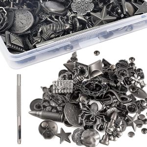 Notgia Sets Assorted Conchos Mixed Antique Silver Color Studs Spikes And Studs <b>Rivets</b> <b>Leather</b> Craft Accessories For Decorate Bel - Product Image 1