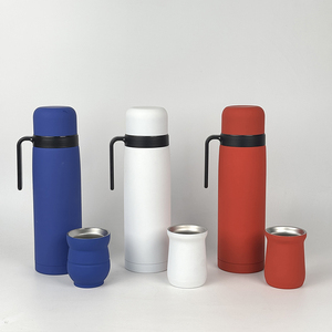Ensemble complet de yerba mate en acier inoxydable 304 18/8 avec <span class=keywords><strong>gourde</strong></span> mate moderne, thermos à toucher doux et bombilla - Product Image 1