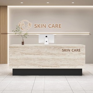 Mostrador de Recepción para Tienda de <span class=keywords><strong>Ropa</strong></span> Femenina de Lujo, Caja Registradora de Lujo, Barra Pequeña para Tienda, Mostrador con Frente de Piedra - Product Image 2