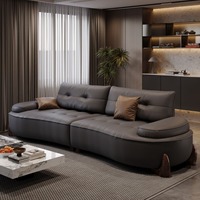 Beliebtes Modernes Luxus-Ledersofa Elegantes Design-Couchset mit Holzfüßen für Wohnzimmer-Inneneinrichtung