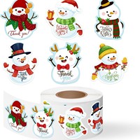 Rollo de 500 Pegatinas con Forma de Muñeco de Nieve, para Cajas de Regalo Navideñas, Embalaje de Postres, Pegatinas de Agradecimiento