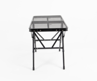Table pliante, table de camping pliante réglable à 3 niveaux avec supports en maille