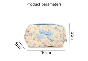 Cute Mini Cosmetic <b>Lipstick</b> Pouch <b>Lipstick</b> Floral Quilted Mini <b>Lipstick</b> Bag Cotton Mini Makeup Pouch With Bow for Women - Product Image 4