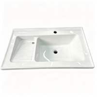 Évier de buanderie monobloc en céramique avec planche à laver, pour balcon ou comptoir, tailles de 60 à 100 cm, garantie cinq ans
