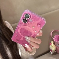 Étui magnétique transparent à paillettes en forme de cœur pour Apple 16 Pro Max, coque de téléphone portable iPhone 14 15 Plus, nouveau modèle 17 Air Cover