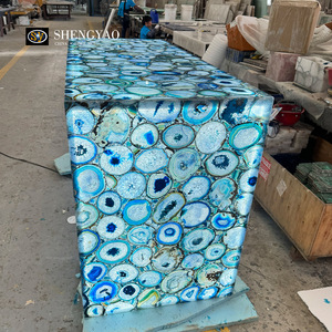 Barra de <span class=keywords><strong>Bar</strong></span> o Isla de Cocina de Ónix Azul Translúcido de Primera Calidad, Elegante, para Hogar o <span class=keywords><strong>Bar</strong></span> Comercial - Product Image 2