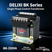 Transformador de Control Monofásico Serie BK de DELIXI, BK-250VA, Transformador de Alta Eficiencia para Control de Máquinas y Suministro de Iluminación