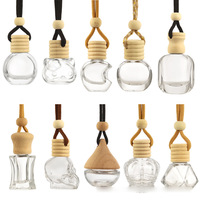 Diffuseur de parfum/huile essentielle transparent en verre carré pour voiture, avec cordon, pour décoration de rétroviseur de voiture