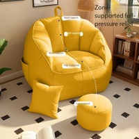 Grand fauteuil pouf moderne de 75 cm avec ottoman, canapé de salon moelleux capitonné avec poche latérale pour salon et chambre à coucher