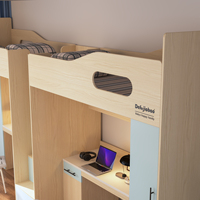 Lit superposé en bois pour adultes utilisé dans un appartement ou un auberge Lit superposé pour enfants avec bureau et escalier utilisé dans une école ou à la maison