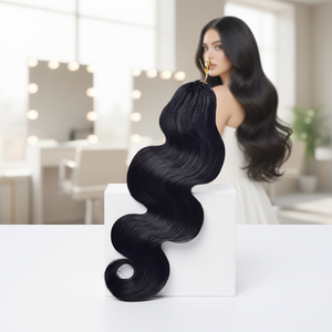 Extensioni per capelli umani all'uncinetto pre-looped senza cuciture, colore naturale, grezzi vergini, ondulati, all'ingrosso, per donna - Product Image 4
