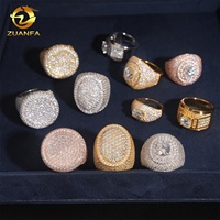 Bague Hip Hop en Moissanite Entièrement Sertie pour Hommes, Prête à Expédier, en Argent Sterling 925, Bague Diamant pour Hommes, Testée par un Testeur