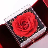 Boîte à bijoux en acrylique en forme de pomme avec logo personnalisé, nouvelle conception, rose rouge, pour boucles d'oreilles, bagues, emballage de bijoux