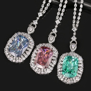 Trendy Eco-friendly <b>Copper</b> Cubic Zirconia Jewelry Simulation Colorful Gemstone Pendant Necklace for Women Casual Office Wear Tu - Product Image 1