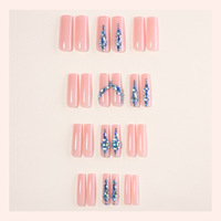 Uñas Postizas de Alta Calidad en Oferta, Cubierta Completa de Lujo, Extra Coffin, 24 Piezas, Uñas Acrílicas Artificiales ABS con Pegamento