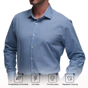 Chemises habillées pour hommes, manches longues, haute élasticité, luxe, infroissables, coupe classique, boutonnées, pour affaires - Product Image 2