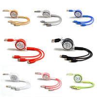 Individuelles Logo 3-in-1 Multi-Datenkabel TPE Einziehbares Micro-USB Typ-C 2,4A Schnellladekabel Werbegeschenk für Computer