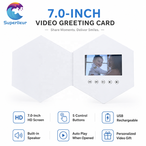 Brochure vidéo LCD personnalisée hexagonale Superlieur de 7 pouces, carte de visite promotionnelle, écran vidéo pour salutations et mariages, <span class=keywords><strong>livre</strong></span> vidéo 1024x600 MP4 - Product Image 2