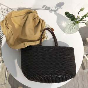 EMG6242, bolso grande con asa superior y cordón para hombro, bolsos de señora tejidos de piel de vaca de ratán Bali, bolsos trenzados de cuero genuino para mujer - Product Image 2