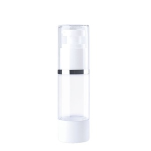 Transparent Vacuum Bottle 15ml 30ml 50ml With Silver Trim Cosmetic Lotion Dispenser For Face Cream Moisturizer - Product Image 2