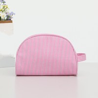 Tas Makeup Mini Klasik Lucu Berbahan Polyester Motif Kotak-kotak dengan Logo Kustom, Resleting, dan Desain Personal, Murah, Organizer Kosmetik, untuk Perjalanan Wanita