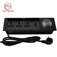 Enchufe de Escritorio Integrado con Cargador Inalámbrico, Caja de Cables Multifuncional para Oficina, Conferencias y Escritorio de Computadora