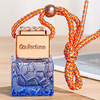 Flacon diffuseur de parfum vide pour voiture, 10 ml, en verre, multicolore dégradé, forme carrée, avec bouchons