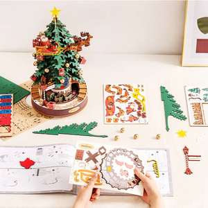<span class=keywords><strong>Robotime</strong></span> <span class=keywords><strong>Rolife</strong></span> Regalos de Navidad para Niños AMS01 Caja Musical de Árbol de Navidad, Juguetes en Miniatura DIY, Rompecabezas 3D de Madera - Product Image 3