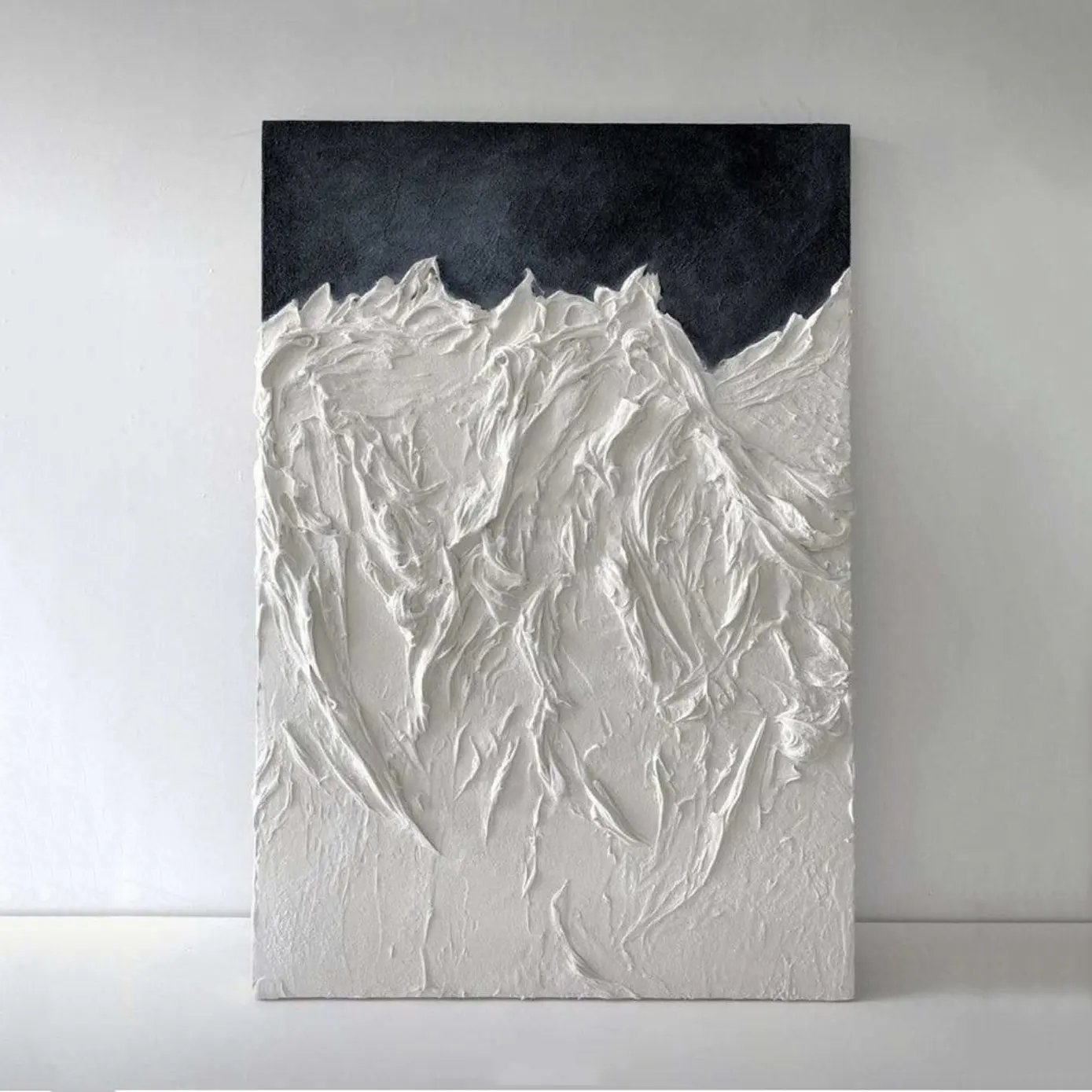 Minimaliste moderne peint à la main abstraite neige montagne 3D Texture épaisse mur Art décor Relief oeuvre peinture sur toile