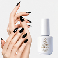 Vernis Gel Noir Intense Haute Pigmentation Couvrance Rapide (1 Couche) Soak Off UV LED Longue Durée pour Salon de Manucure