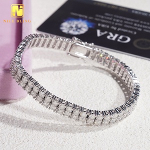 <span class=keywords><strong>Bracciali</strong></span> di Gioielleria alla Moda in Argento <span class=keywords><strong>925</strong></span>, Bracciale Tennis Hip Hop per <span class=keywords><strong>Uomo</strong></span> e Donna, Doppio Strato 3MM con Diamanti Moissanite VVS - Product Image 1