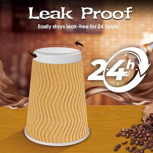 Tasses à café isolées ondulées de qualité alimentaire biodégradables jetables et écologiques, 12oz, boissons chaudes/froides, bureau et maison - Product Image 2