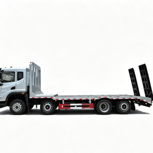 Camión de plataforma Dongfeng D3 6X4, con una escalera metálica en la parte trasera, utilizado para transportar mercancías y automóviles. - Product Image 1