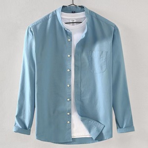 Camisas Oxford Casuales de <span class=keywords><strong>Manga</strong></span> <span class=keywords><strong>Larga</strong></span> con <span class=keywords><strong>Cuello</strong></span> <span class=keywords><strong>Mao</strong></span> para Hombre, Nuevo Estilo, 100% Algodón, Antiarrugas - Product Image 5