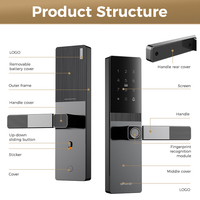 Serrure Intelligente pour Porte en Bois OEM LNDU A01 avec Contrôle à Distance via l'Application Tuya, Déverrouillage par Empreinte Digitale IA, Wi-Fi, Alimentation d'Urgence Type-C et Poignée