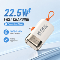 Batterie Externe de Voyage Compacte 10000mAh 22.5W PD Charge Rapide Prise Type-C Rétractable avec Support Intégré Vente en Gros