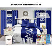 Rideau de douche à la mode américaine, ensemble de literie 24 pièces avec rideaux, ensembles de chambre à coucher souples, draps, ensemble de literie 24 pièces king size