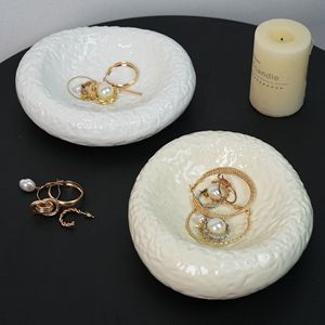 Ins-phong cách sáng tạo đồ trang sức gốm lưu trữ khay phổ biến INFLUENCER ảnh Prop hiển thị hình dạng bất thường khay sậy khuếch tán Bộ - Product Image 4