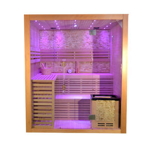 屋内レッドシダー4人用低EMFファー赤外線フルスペクトラムサウナ室内用赤外線ヒーターウッドカラー無地4.5kw - Product Image 2