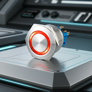 Botón Pulsador Momentáneo LED Iluminado con Anillo Plano de Acero Inoxidable, Resistente al Agua IP65, 12V, para Electrodomésticos y Uso Industrial, Jess 2NO2NC - Product Image 1