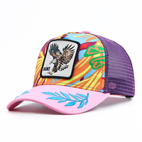 Casquette de camionneur en maille 5 panneaux rose violet personnalisée Nouveau chapeau de sport respirant à la mode Casquette de sport structurée structurée