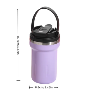 Vaso Térmico de Acero Inoxidable de 16 oz, Taza de Café con Asa de Transporte, Tapa Abatible, Taza de Viaje Portátil - Product Image 1