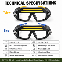 Lunettes de sécurité multi-lumières avec lampe frontale rechargeable, lunettes de protection lumineuses pour le travail nocturne en extérieur, la course à pied et la pêche