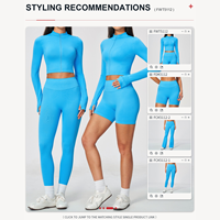 Veste de yoga personnalisée sans couture pour femme, col montant zippé, nouvelle collection automne, vêtement de sport à manches longues, coupe courte, chaude, pour la gym