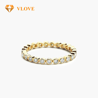 VLOVE Bague artisanale de bijoux au design personnalisé Bague d'éternité ronde en diamant taillé en brillant avec lunette en or 14 carats