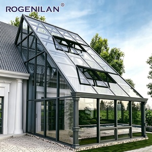 Rogenilan Extension de maison à toit triangulaire quatre saisons, véranda en aluminium, jardin d'hiver personnalisé, serre autoportante en verre - Product Image 1